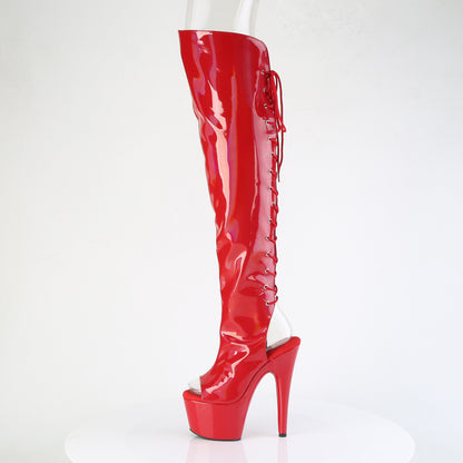 7" Heel, 2 3/4"PF Open Toe/Heel Over-The-Knee Boot, Side Zip (Pleaser ADO3019HWR/BHG/M)