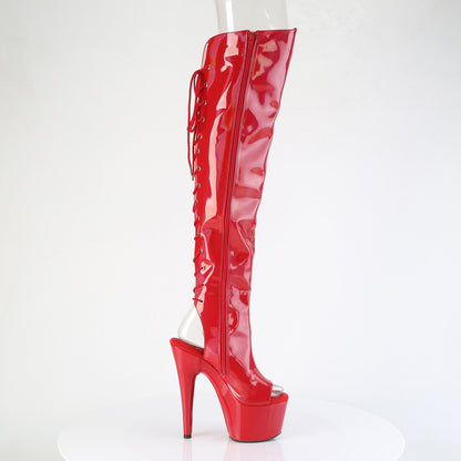 7" Heel, 2 3/4"PF Open Toe/Heel Over-The-Knee Boot, Side Zip (Pleaser ADO3019HWR/BHG/M)