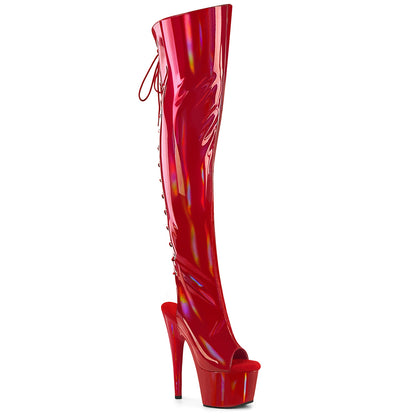 7" Heel, 2 3/4"PF Open Toe/Heel Over-The-Knee Boot, Side Zip (Pleaser ADO3019HWR/BHG/M)