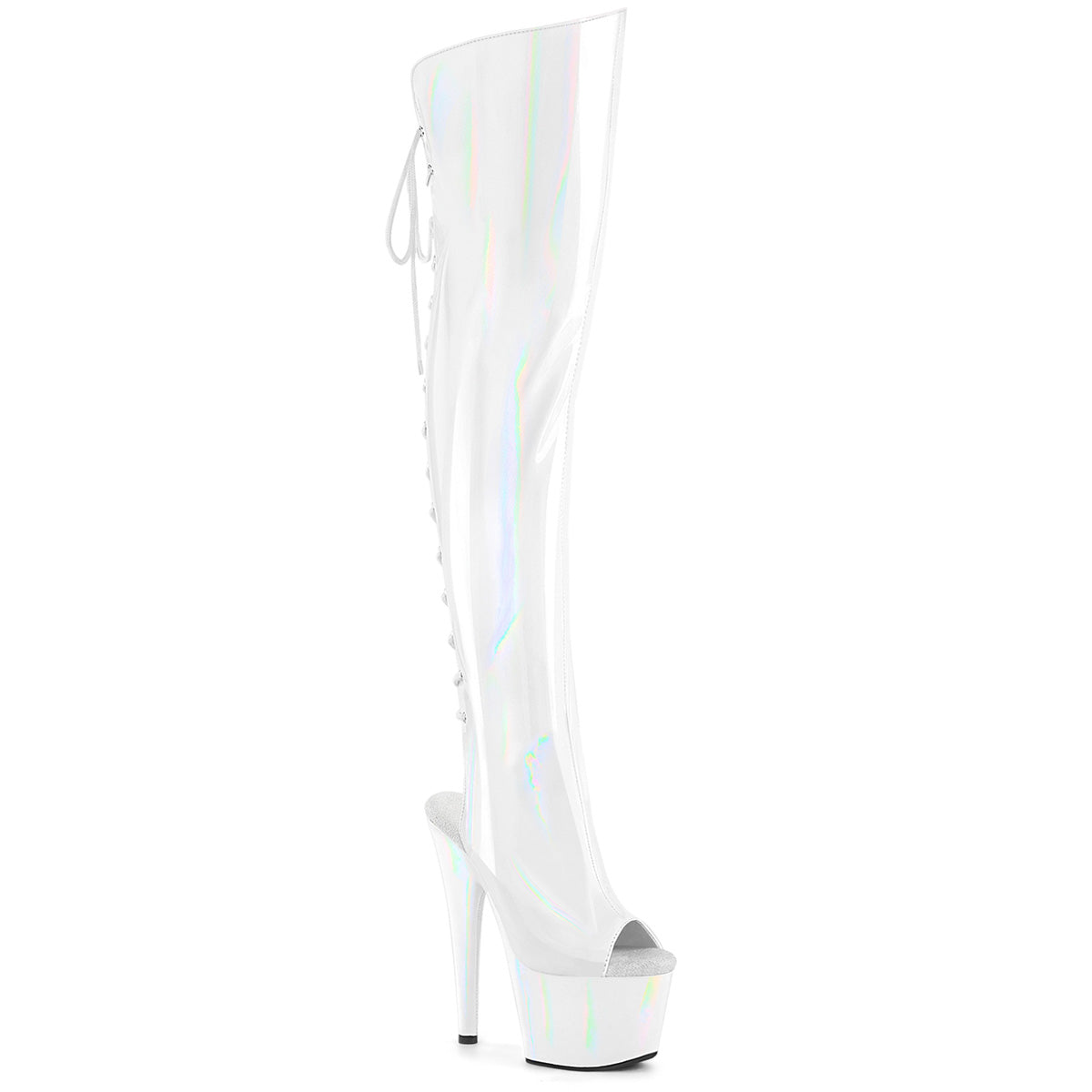 7" Heel, 2 3/4"PF Open Toe/Heel Over-The-Knee Boot, Side Zip (Pleaser ADO3019HWR/BHG/M)