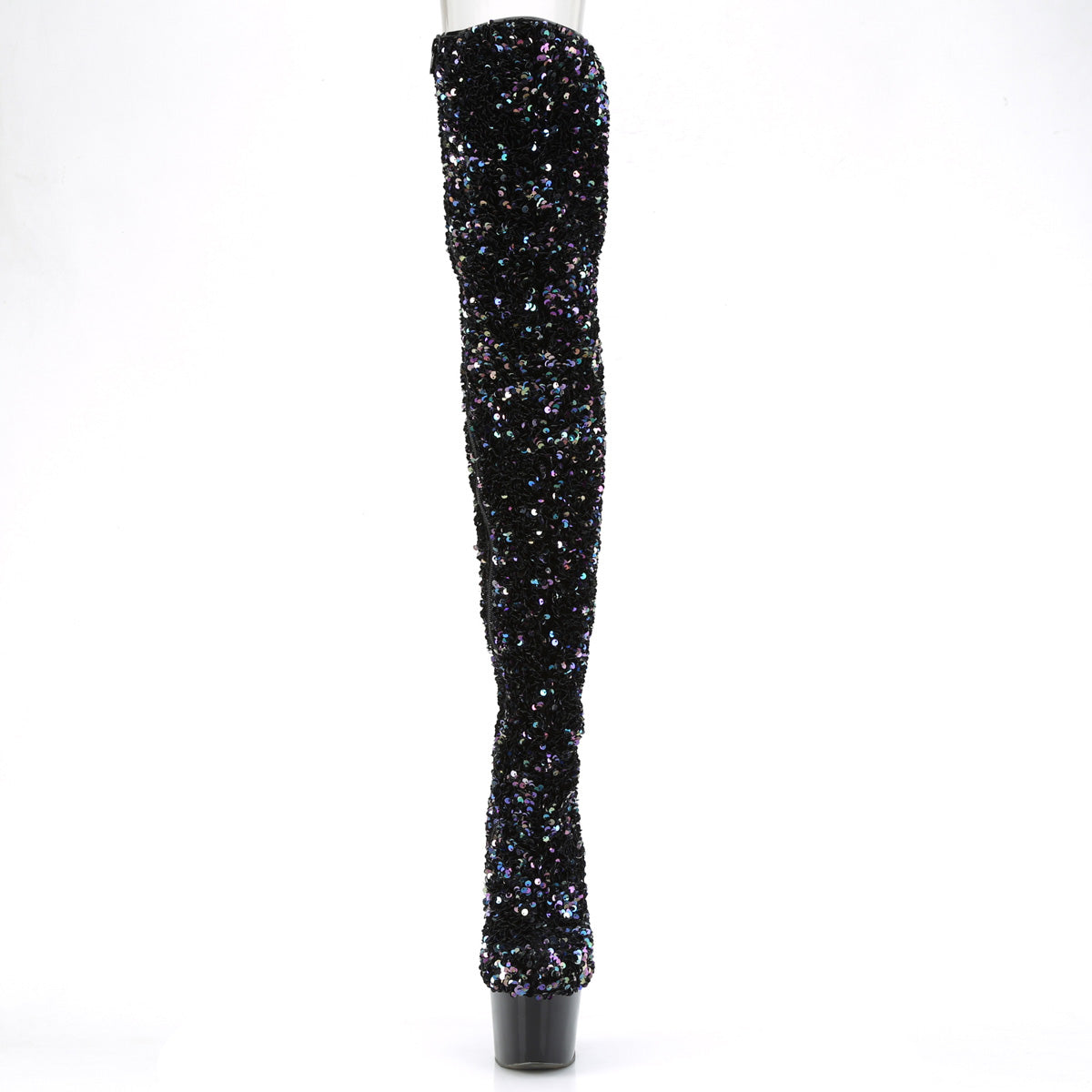 *7" Heel, 2 3/4" PF Sequin Thigh High Boot, Inside Zip (Pleaser ADO3020/BSQ/M)
