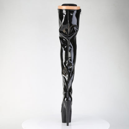 *7" Heel, 2 3/4" PF Lace-Up Stretch Thigh Boot, Side Zip (Pleaser ADO3020GP/AQG/M)