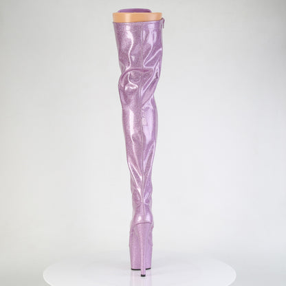*7" Heel, 2 3/4" PF Lace-Up Stretch Thigh Boot, Side Zip (Pleaser ADO3020GP/AQG/M)