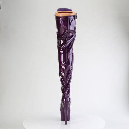 *7" Heel, 2 3/4" PF Lace-Up Stretch Thigh Boot, Side Zip (Pleaser ADO3020GP/AQG/M)