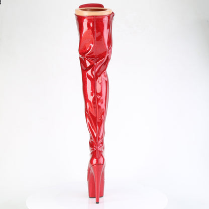 *7" Heel, 2 3/4" PF Lace-Up Stretch Thigh Boot, Side Zip (Pleaser ADO3020GP/AQG/M)