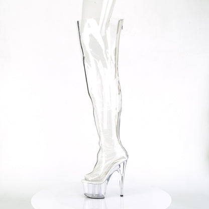 *7" Heel, 2 3/4" PF Open Toe Thigh High Boot, Back Zip (Pleaser ADO3021/CTPU-SM/C)