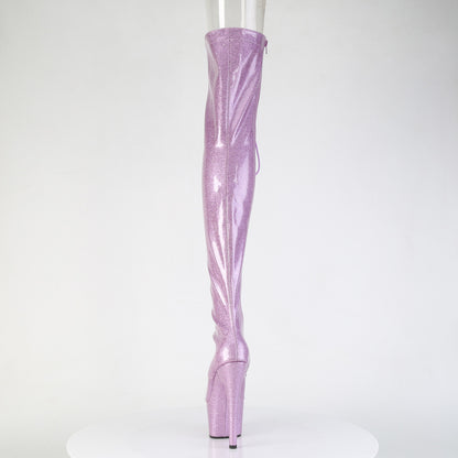 *7" Heel, 2 3/4" PF Peep Toe Lace-Up Thigh Boot, Side Zip (Pleaser ADO3021GP/AQG/M)