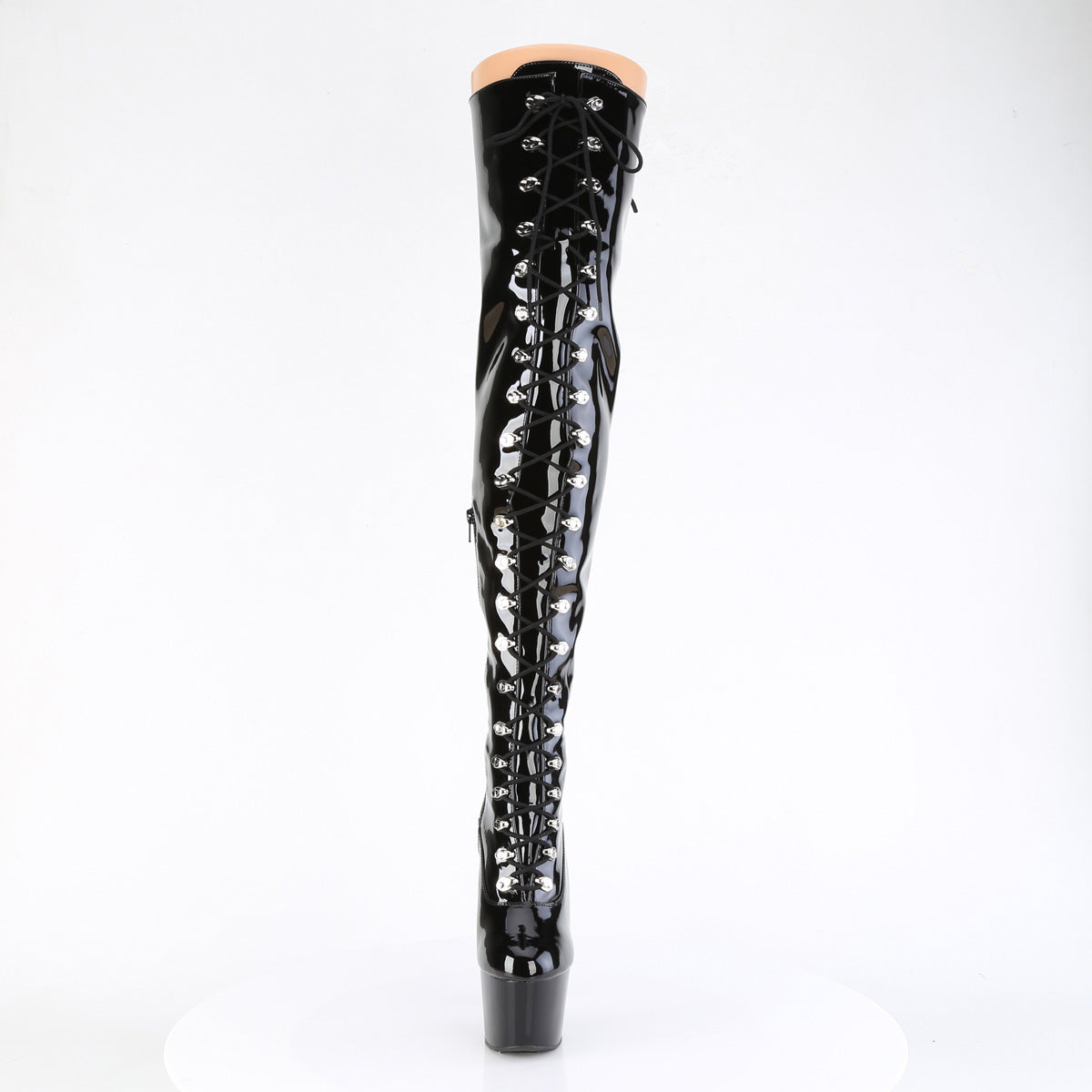 7" Heel, 2 3/4" PF Lace Up Front Thigh Boot, Side Zip (Pleaser ADO3022/B/M)
