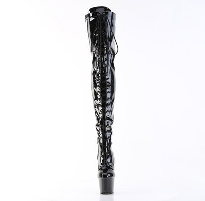 7" Heel, 2 3/4" PF Stretch PF Thigh Boot, Side Zip (Pleaser ADO3023/B/M)