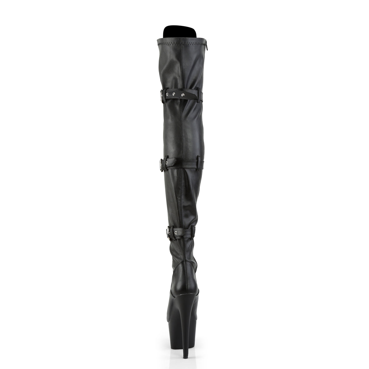 7" Heel, 2 3/4" PF Laceup Triple-Buckle Thigh Boot, Side Zip (Pleaser ADO3028/B/M)