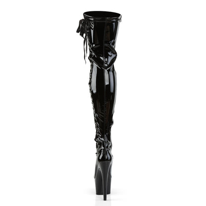 7" Heel, 2 3/4" PF Thigh Boot w/Side Ribbon Lace, Side Zip (Pleaser ADO3050/B/M)