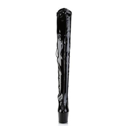7" Heel, 2 3/4" PF Rear Lace-Up Stretch Thigh Boot, Side Zip (Pleaser ADO3063/B/M)