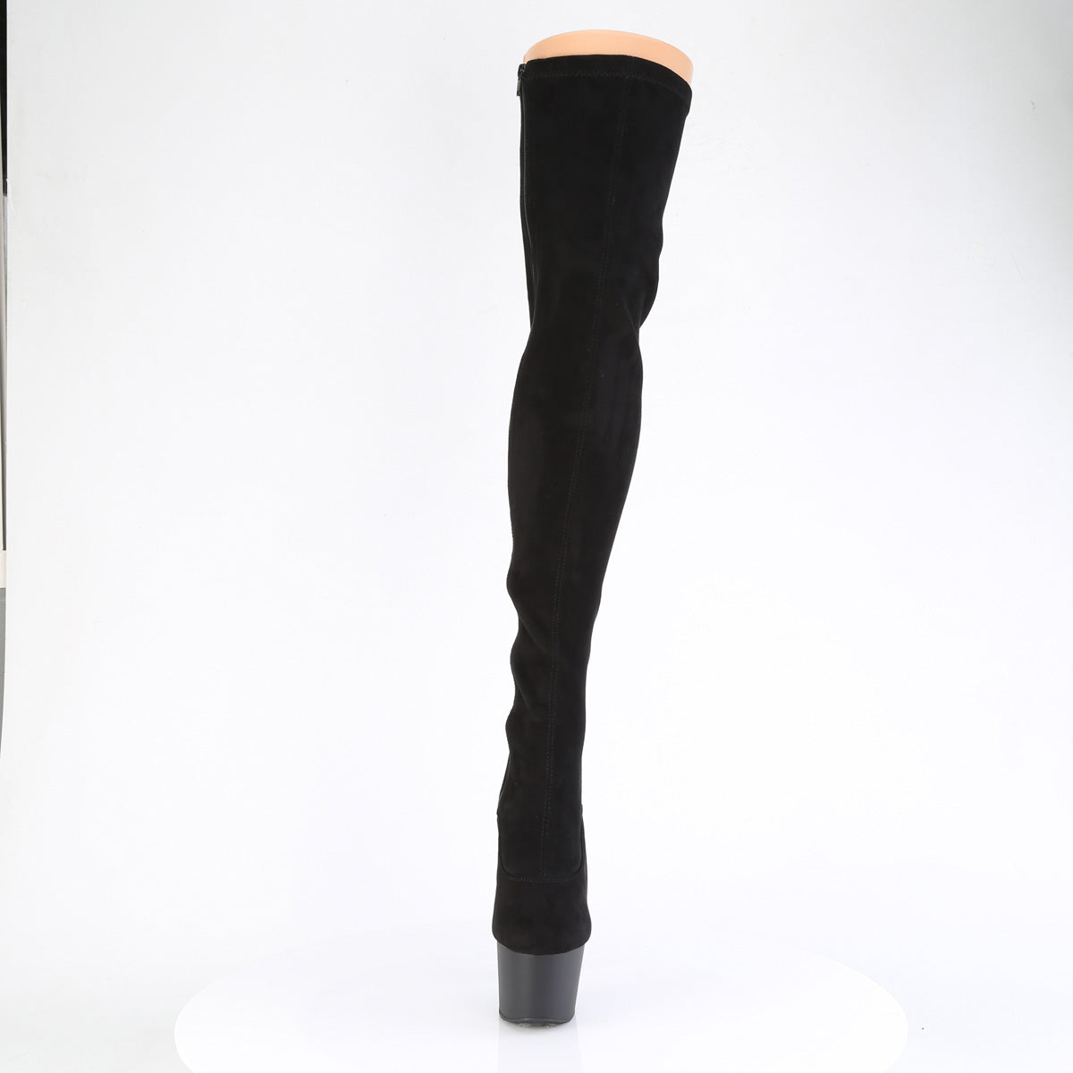 7" Heel, 2 3/4" PF Rear Lace-Up Stretch Thigh Boot, Side Zip (Pleaser ADO3063/B/M)