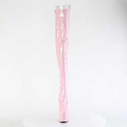 7" Heel, 2 3/4" PF Rear Lace-Up Stretch Thigh Boot, Side Zip (Pleaser ADO3063/B/M)