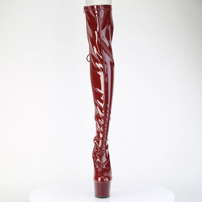 7" Heel, 2 3/4" PF Rear Lace-Up Stretch Thigh Boot, Side Zip (Pleaser ADO3063/B/M)