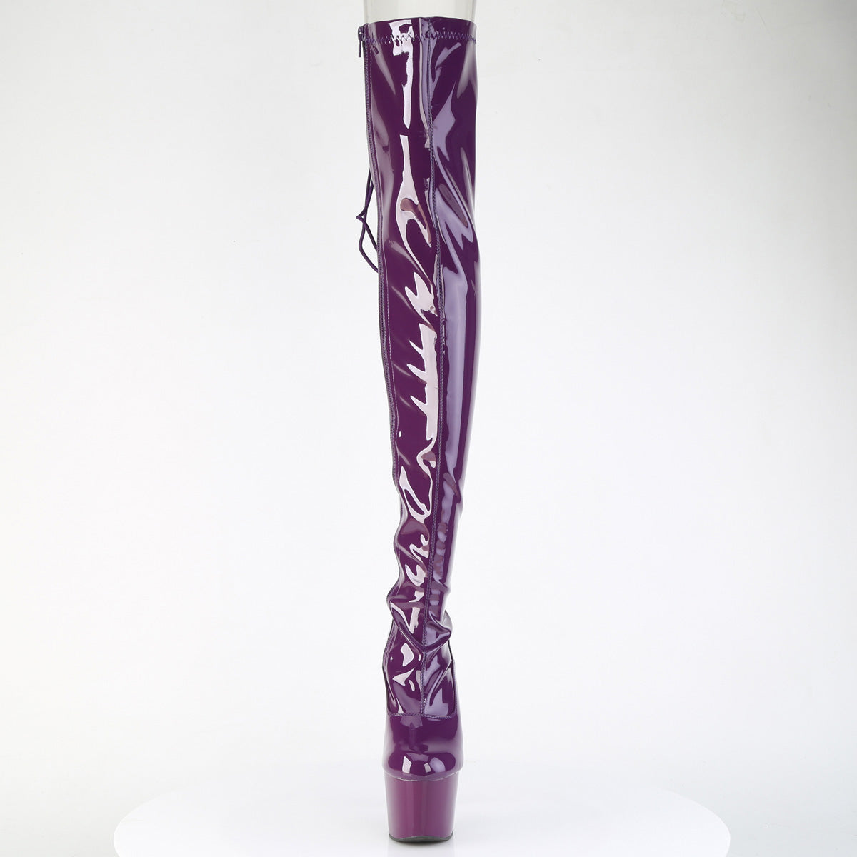 7" Heel, 2 3/4" PF Rear Lace-Up Stretch Thigh Boot, Side Zip (Pleaser ADO3063/B/M)