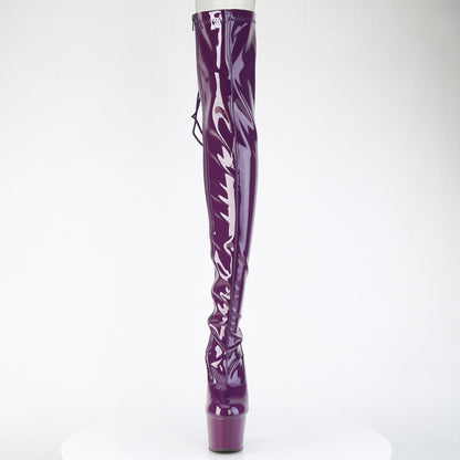 7" Heel, 2 3/4" PF Rear Lace-Up Stretch Thigh Boot, Side Zip (Pleaser ADO3063/B/M)