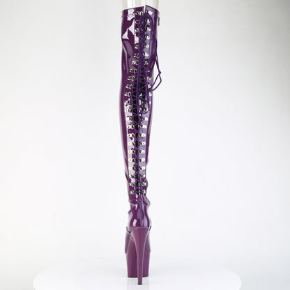 7" Heel, 2 3/4" PF Rear Lace-Up Stretch Thigh Boot, Side Zip (Pleaser ADO3063/B/M)