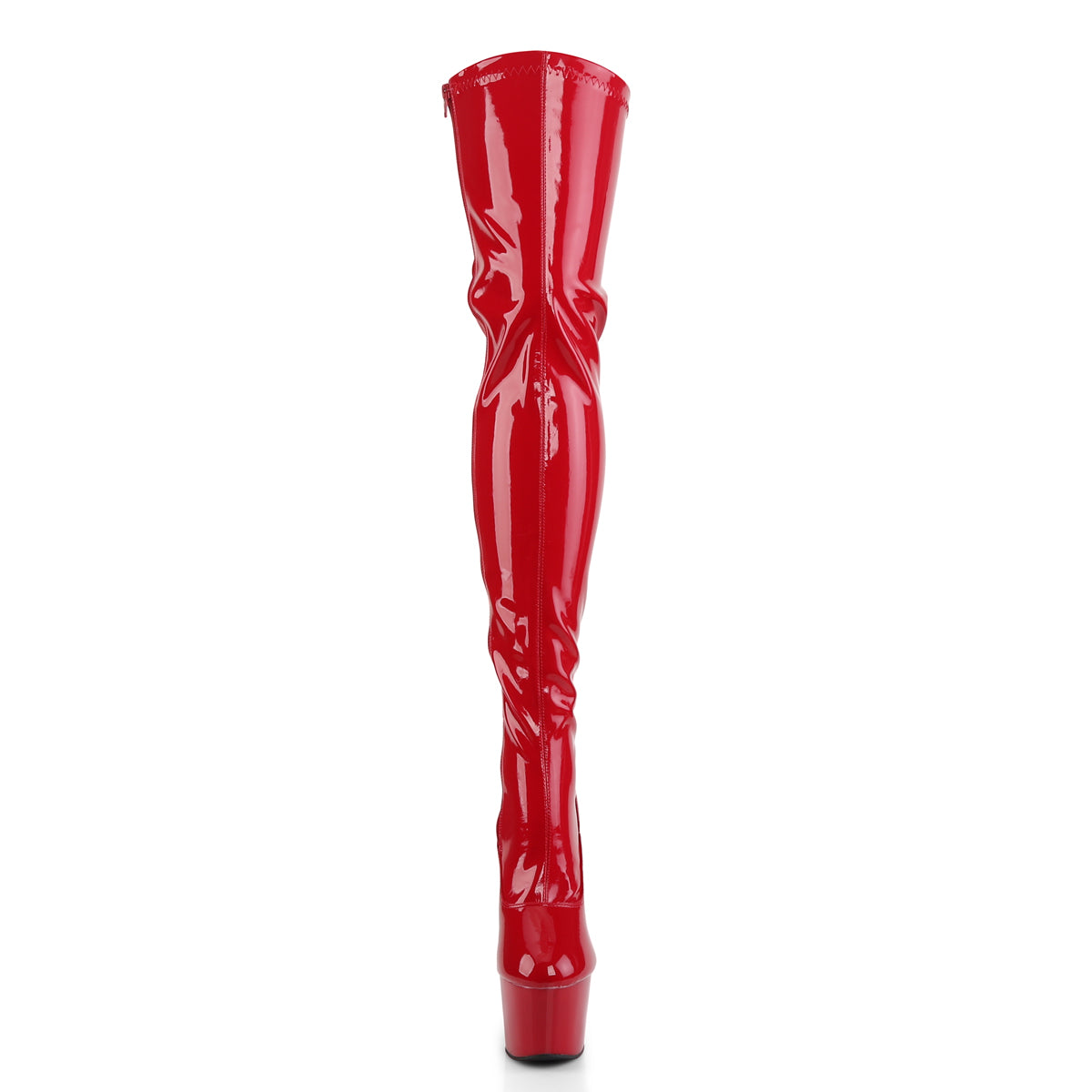 7" Heel, 2 3/4" PF Rear Lace-Up Stretch Thigh Boot, Side Zip (Pleaser ADO3063/B/M)