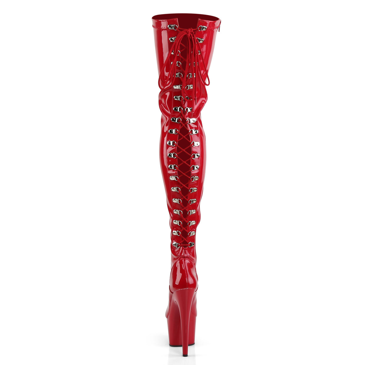 7" Heel, 2 3/4" PF Rear Lace-Up Stretch Thigh Boot, Side Zip (Pleaser ADO3063/B/M)