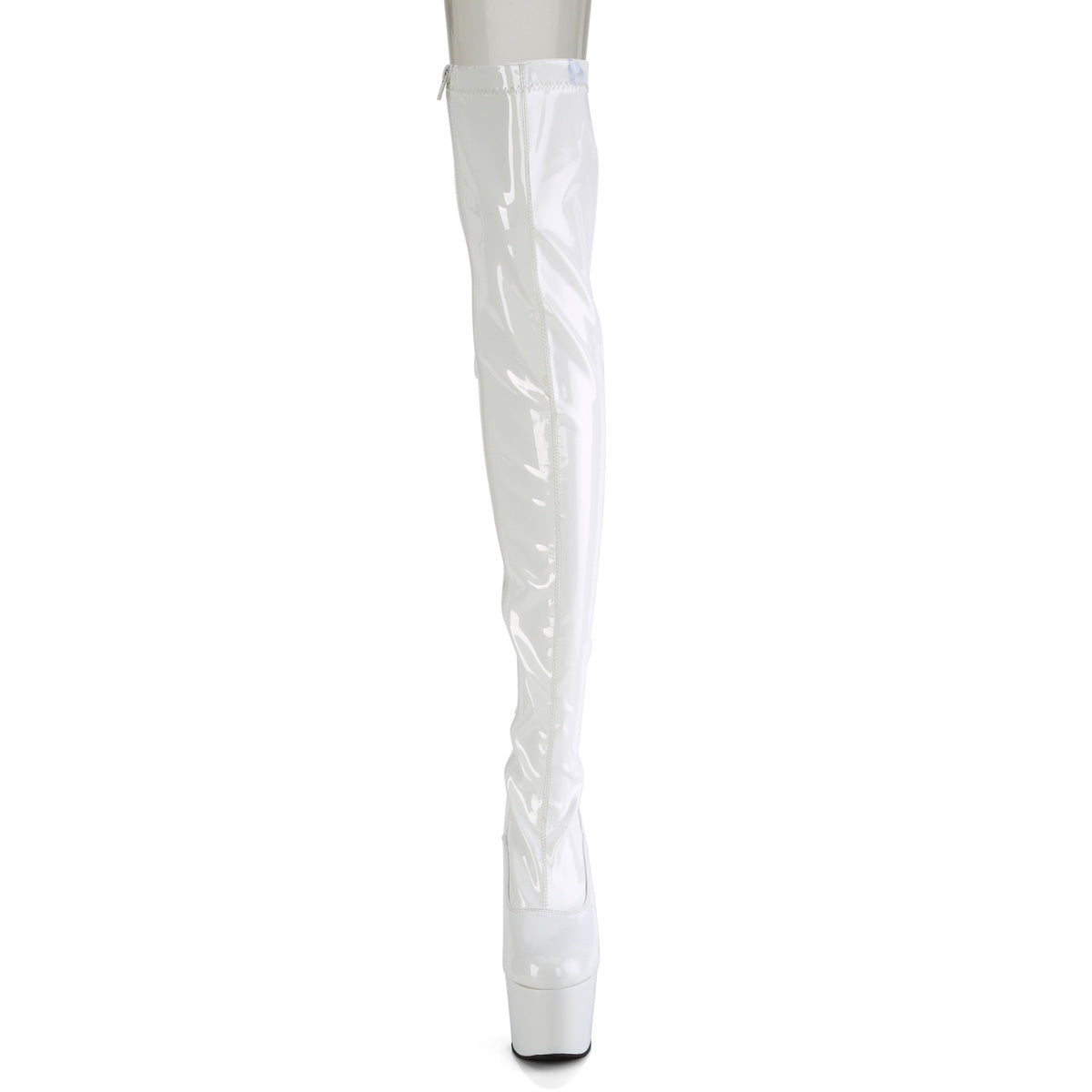 7" Heel, 2 3/4" PF Rear Lace-Up Stretch Thigh Boot, Side Zip (Pleaser ADO3063/B/M)