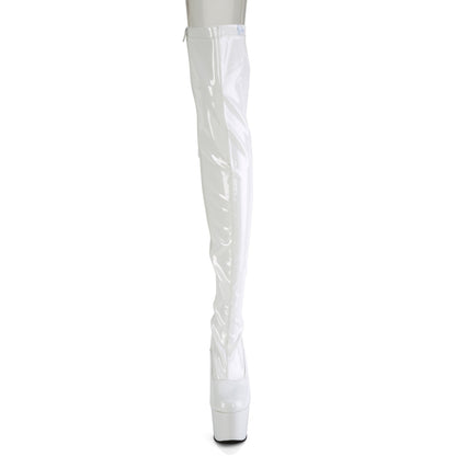 7" Heel, 2 3/4" PF Rear Lace-Up Stretch Thigh Boot, Side Zip (Pleaser ADO3063/B/M)