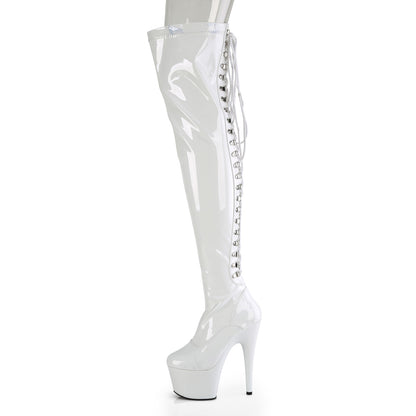 7" Heel, 2 3/4" PF Rear Lace-Up Stretch Thigh Boot, Side Zip (Pleaser ADO3063/B/M)