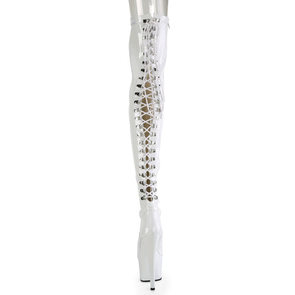 7" Heel, 2 3/4" PF Rear Lace-Up Stretch Thigh Boot, Side Zip (Pleaser ADO3063/B/M)