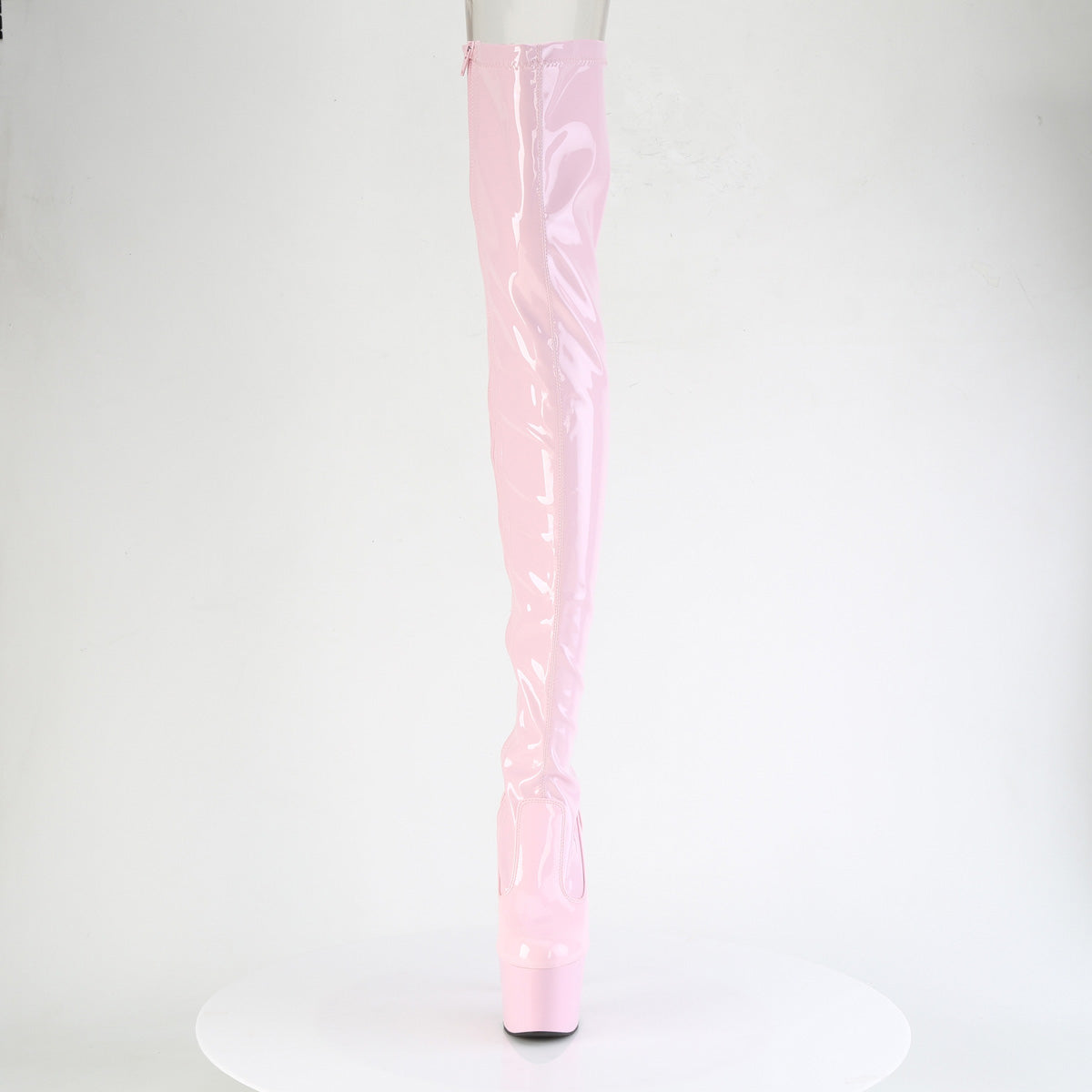7" Heel, 2 3/4" PF Lace-Up Back Stretch Thigh Boot, Side Zip (Pleaser ADO3850/B/M)