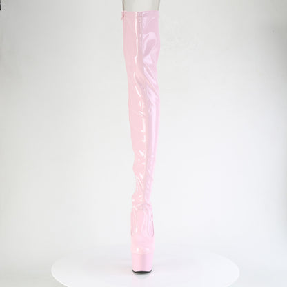7" Heel, 2 3/4" PF Lace-Up Back Stretch Thigh Boot, Side Zip (Pleaser ADO3850/B/M)