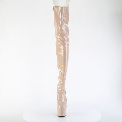 7" Heel, 2 3/4" PF Lace-Up Back Stretch Thigh Boot, Side Zip (Pleaser ADO3850/B/M)