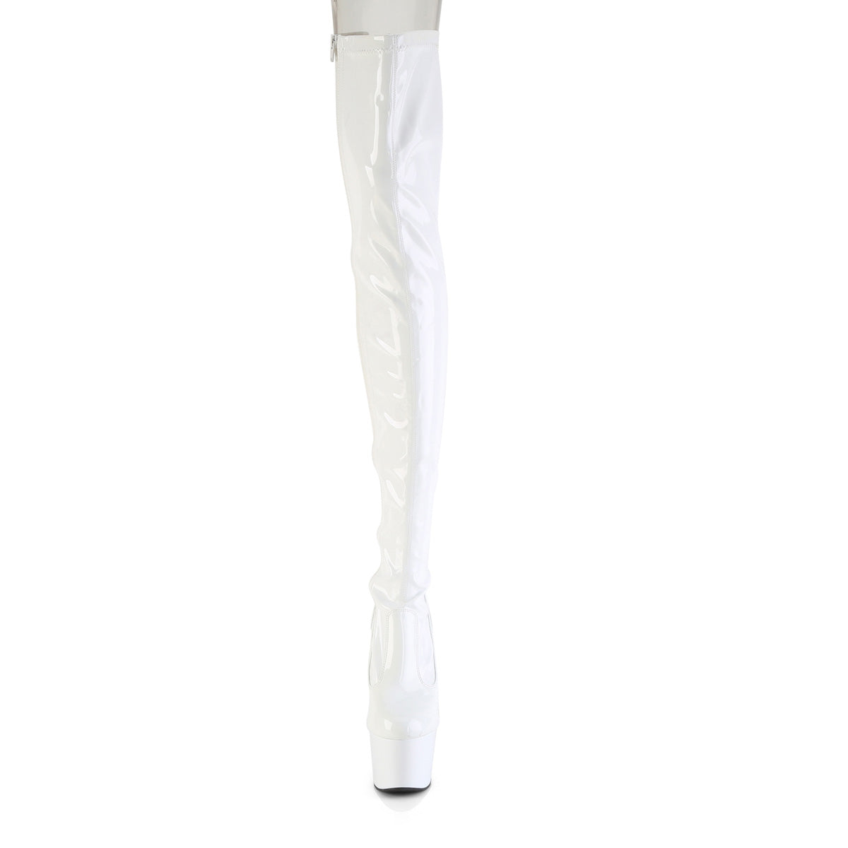 7" Heel, 2 3/4" PF Lace-Up Back Stretch Thigh Boot, Side Zip (Pleaser ADO3850/B/M)