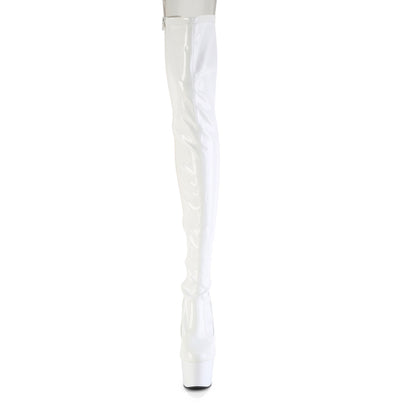 7" Heel, 2 3/4" PF Lace-Up Back Stretch Thigh Boot, Side Zip (Pleaser ADO3850/B/M)