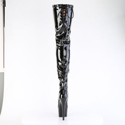7" Heel, 2 3/4" PF Lace Back Stretch Crotch Boot, Side Zip (Pleaser ADO4000SLT/B/M)