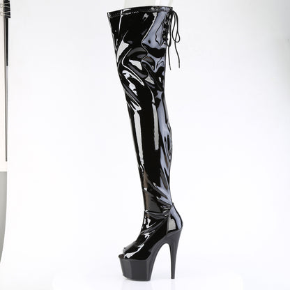 *7" Heel, 2 3/4" PF Peep Toe Stretch Crotch Boot, Side Zip (Pleaser ADO4011/B/M)