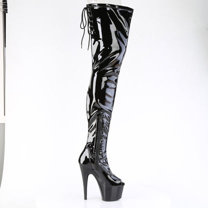 *7" Heel, 2 3/4" PF Peep Toe Stretch Crotch Boot, Side Zip (Pleaser ADO4011/B/M)