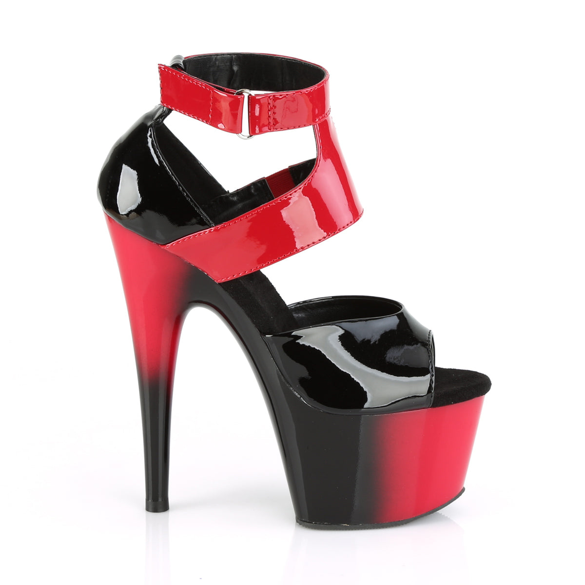 *7" Heel, 2 3/4" PF Two Tone Close Back Ankle Strap Sandal (Pleaser ADO700-16/B-R/R-B)