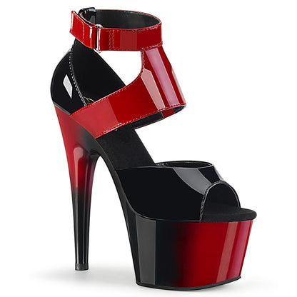 *7" Heel, 2 3/4" PF Two Tone Close Back Ankle Strap Sandal (Pleaser ADO700-16/B-R/R-B)