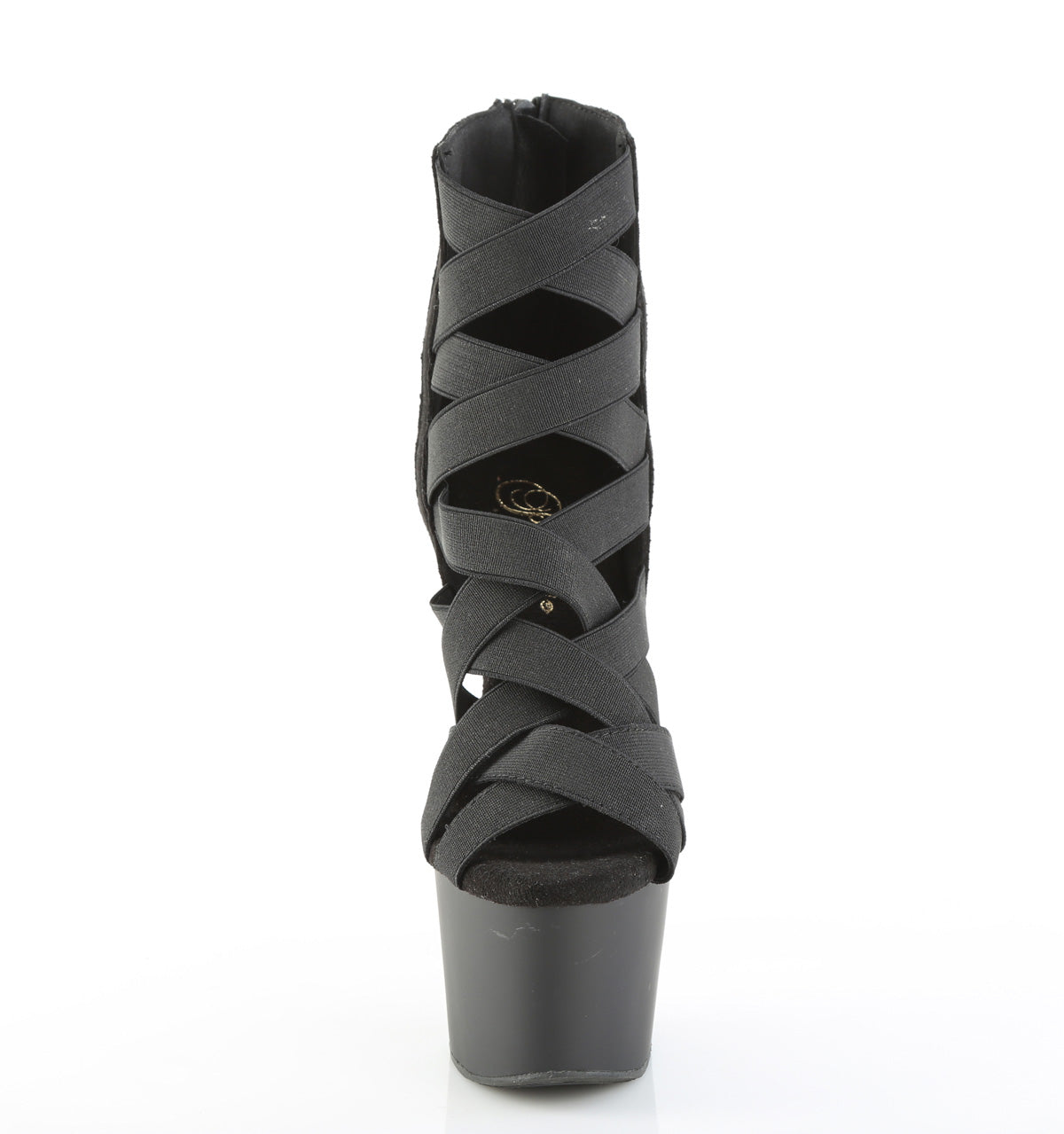 7" Heel, 2 3/4" PF Criss Cross Bootie Sandal, Back Zip (Pleaser ADO700-24/BELS-MF/M)