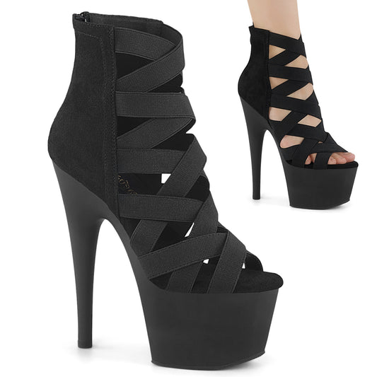 7" Heel, 2 3/4" PF Criss Cross Bootie Sandal, Back Zip (Pleaser ADO700-24/BELS-MF/M)