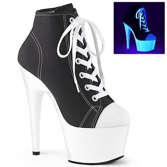 7" Heel, 2 3/4" PF Sneaker, Side Zip (Pleaser ADO700SK-02/BCA/NW)