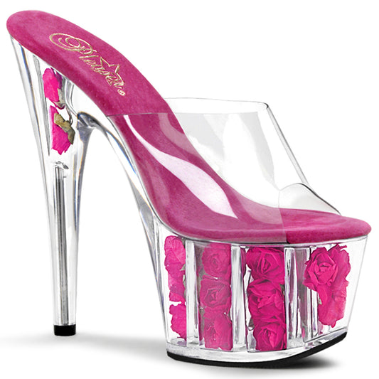 7" Heel, 2 3/4" PF Flower-filled Slide (Pleaser ADO701FL/C/HP)