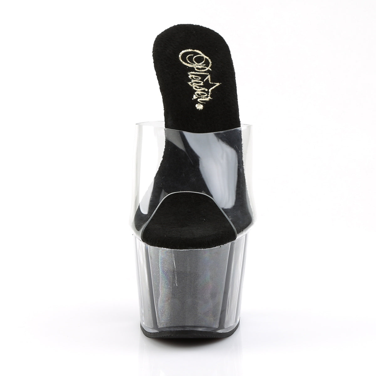 7" Heel, 2 3/4" PF Glitter-filled Slide (Pleaser ADO701G/C/B)