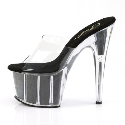 7" Heel, 2 3/4" PF Glitter-filled Slide (Pleaser ADO701G/C/B)