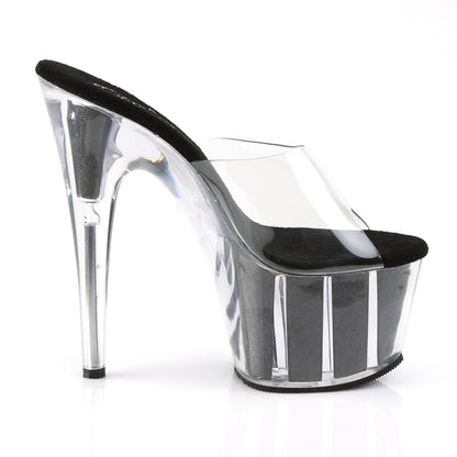 7" Heel, 2 3/4" PF Glitter-filled Slide (Pleaser ADO701G/C/B)