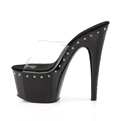 7" Heel, 2 3/4" PF Slide Featuring 1 Line R/S On PF And Heel (Pleaser ADO701LS/C/B)