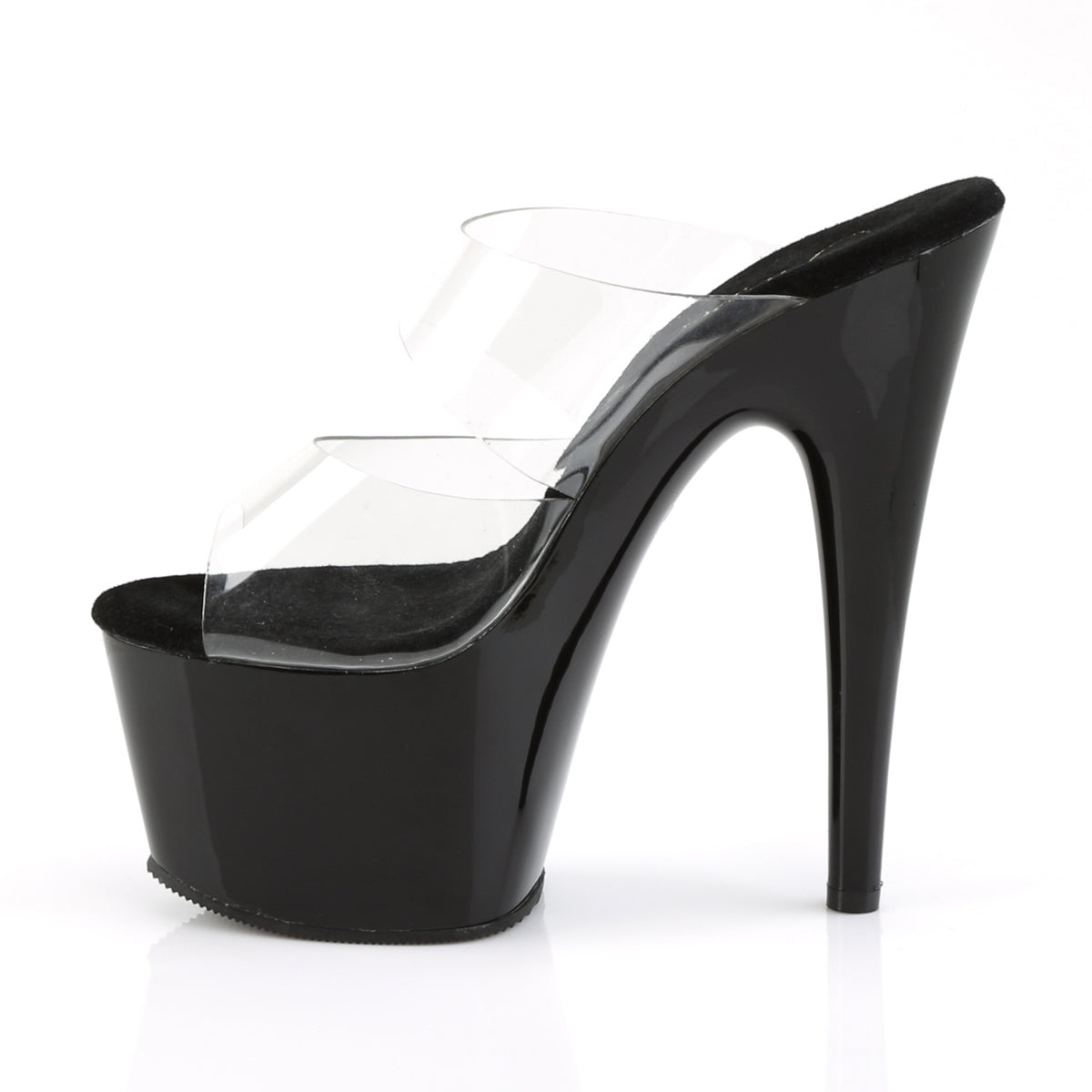 7" Heel, 2 3/4" PF Slide, Two-Band Clear Straps (Pleaser ADO702/C/B)