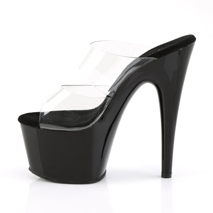 7" Heel, 2 3/4" PF Slide, Two-Band Clear Straps (Pleaser ADO702/C/B)