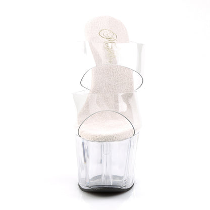 7" Heel, 2 3/4" PF Slide, Two-Band Clear Straps (Pleaser ADO702/C/B)