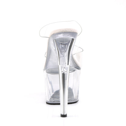 7" Heel, 2 3/4" PF Slide, Two-Band Clear Straps (Pleaser ADO702/C/B)